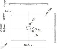 Поддон для душа Wasserkraft Dinkel 58T07 120x90, с сифоном