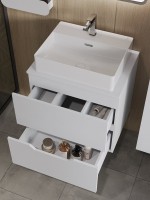 Мебель для ванной комнаты Orange Line 60 подвесная, 2 ящика, матовая белая с раковиной B04-500W