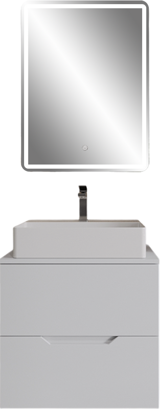 Мебель для ванной комнаты Orange Line 60 подвесная, 2 ящика, матовая белая с раковиной B04-500W