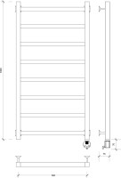 Полотенцесушитель электрический Secado Корато 1 R 105x55 см, подключение справа, хром, лесенка