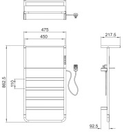 Полотенцесушитель электрический Wonzon & Woghand WW-A208-BR брашированный никель