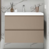 Тумба с раковиной Art&Max Bianchi 75 подвесная, капучино матовый, белая раковина