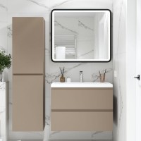 Тумба с раковиной Art&Max Bianchi 75 подвесная, капучино матовый, белая раковина