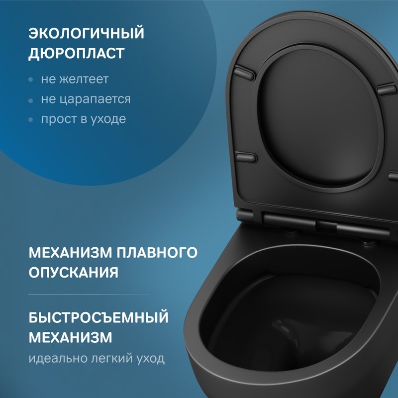 Унитаз подвесной AM.PM Spirit V2.0 FlashClean с микролифтом, черный матовый