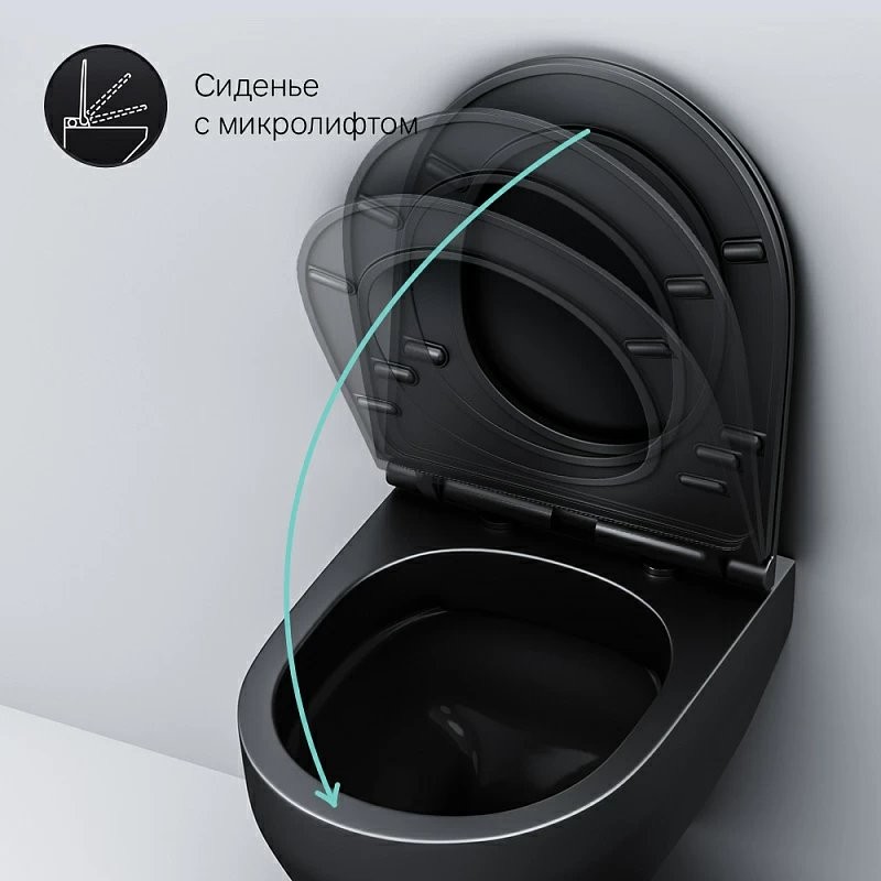 Унитаз подвесной AM.PM Spirit V2.0 FlashClean с микролифтом, черный матовый