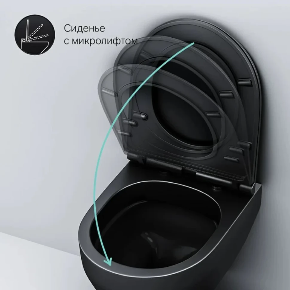 Унитаз подвесной AM.PM Spirit V2.0 FlashClean с микролифтом, черный матовый