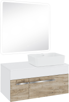 Мебель для ванной комнаты Runo Вудлайн 85 крафтовый дуб, раковина Lavello 50