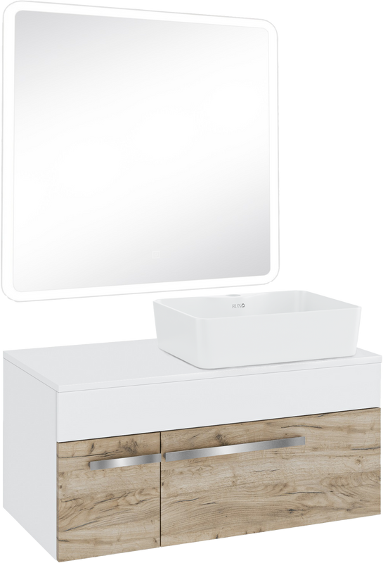 Мебель для ванной комнаты Runo Вудлайн 85 крафтовый дуб, раковина Lavello 50