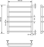 Полотенцесушитель водяной Comfysan Puro W-6 60х50 60x55 см, черный матовый, лесенка