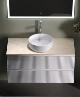 Тумба с раковиной Sancos Snob R 100 см, bianco, столешница бежевая, раковина CN5001
