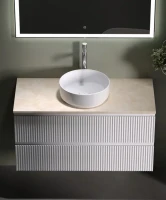 Тумба с раковиной Sancos Snob R 100 см, bianco, столешница бежевая, раковина CN5001