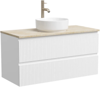 Тумба с раковиной Sancos Snob R 100 см, bianco, столешница бежевая, раковина CN5001