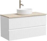 Тумба с раковиной Sancos Snob R 100 см, bianco, столешница бежевая, раковина CN5001