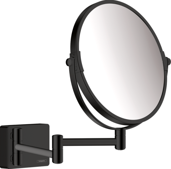 Косметическое зеркало Hansgrohe AddStoris 41791670 без подсветки, двухстороннее, телескопическое, поворотное, черное матовое