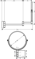 Косметическое зеркало Hansgrohe AddStoris 41791670 без подсветки, двухстороннее, телескопическое, поворотное, черное матовое