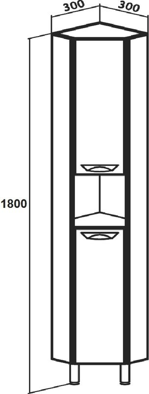 Шкаф-пенал для ванной Runo Эконом мебель 30 R угловой, белый