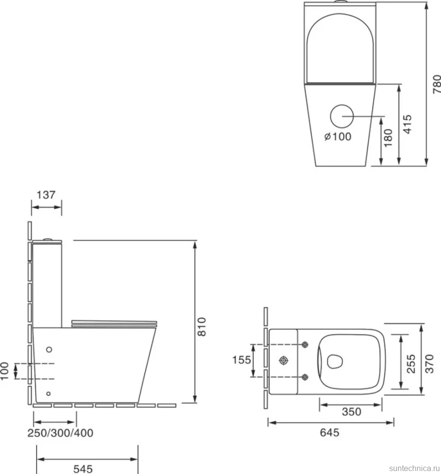 Унитаз-компакт напольный SantiLine SL-5017SM-BD безободковый, с микролифтом, с функцией биде