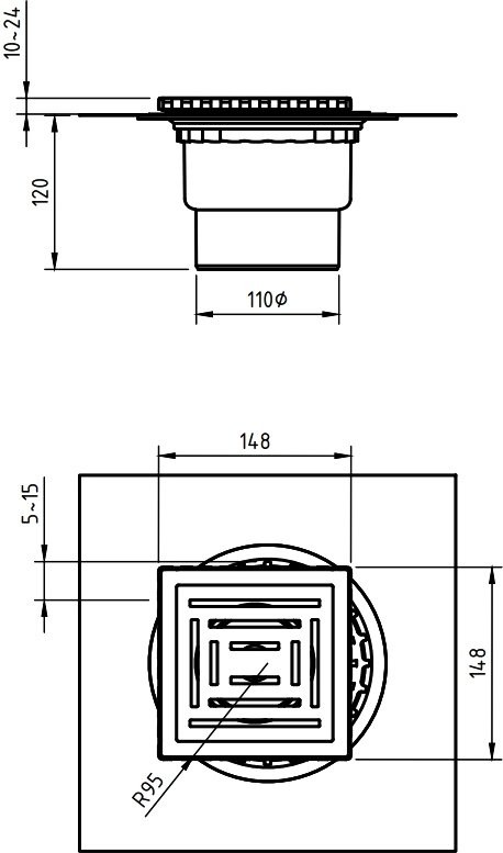 Душевой трап Berges Zentrum Antik 091465, 15x15 см, хром глянец