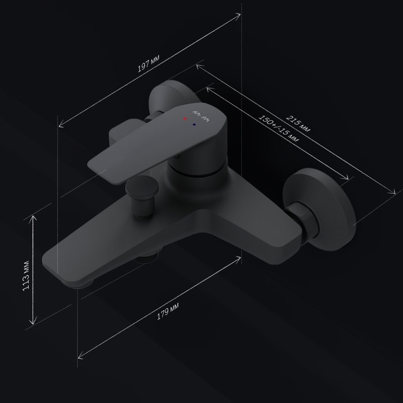 Смеситель для ванны с душем AM.PM Gem F90A10022 черный