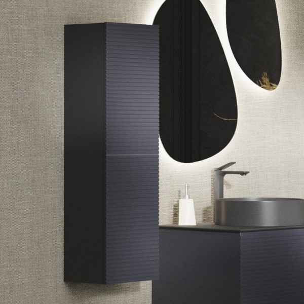 Шкаф пенал для ванной Jorno Stone 120, антрацит, универсальный