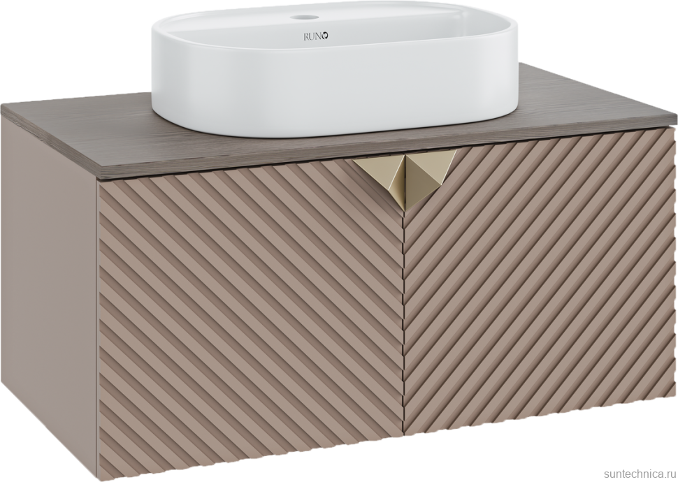 Мебель для ванной комнаты Runo Андорра 85 кашемир серый, дуб какао, раковина Nuovo 50