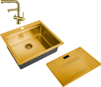 Комплект Мойка Zorg Master N-5952 Bronze + Смеситель Sanitary SZR-3216 Bronze бронза