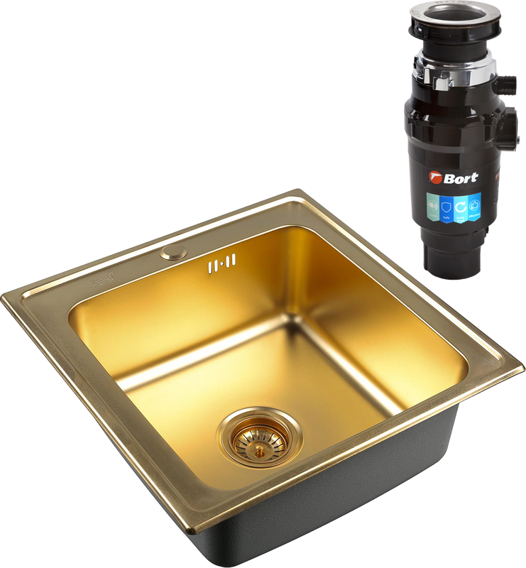 Комплект Мойка Zorg Inox PVD SZR-5050 bronze + Измельчитель Bort Master Eco