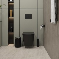 Унитаз подвесной Teymi Helmi S T40302MB с микрофлитом, безободковый, черный матовый