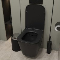 Унитаз подвесной Teymi Helmi S T40302MB с микрофлитом, безободковый, черный матовый