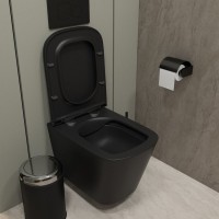 Унитаз подвесной Teymi Helmi S T40302MB с микрофлитом, безободковый, черный матовый