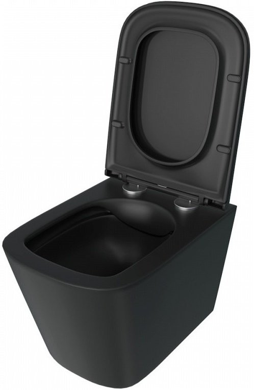 Унитаз подвесной Teymi Helmi S T40302MB с микрофлитом, безободковый, черный матовый
