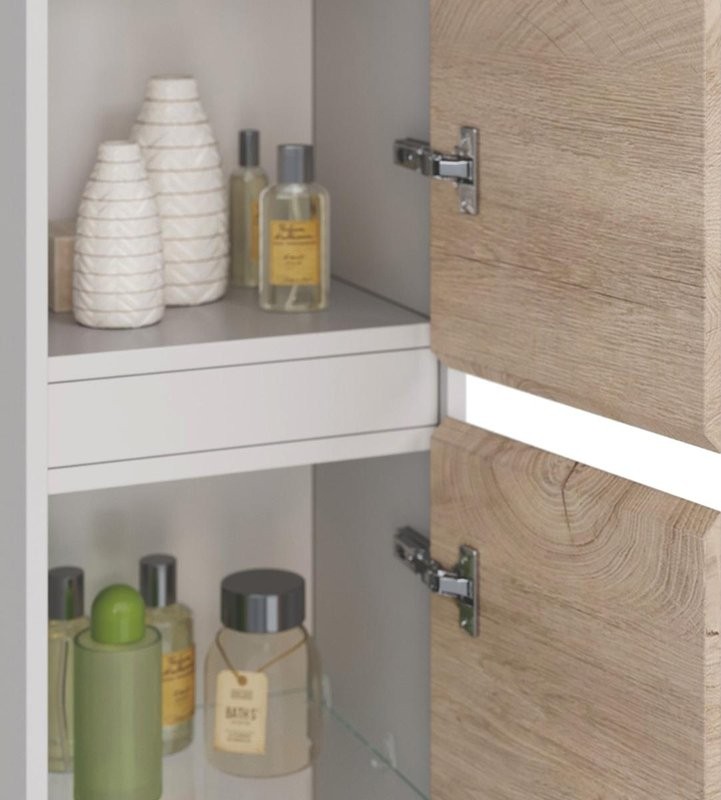 Шкаф пенал для ванной Lemark Combi дуб кантри, белый глянцевый