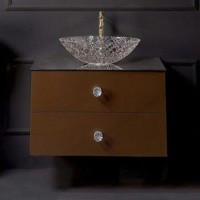 Тумба с раковиной Armadi Art NeoArt 80 шоколад с ручками Crystal золото