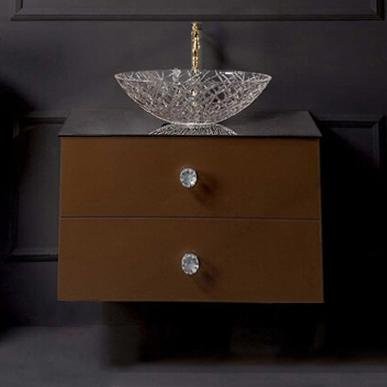 Тумба с раковиной Armadi Art NeoArt 80 шоколад с ручками Crystal золото