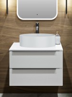 Мебель для ванной комнаты Runo Орлеан 60 подвесная, матовая белая, белый глянец