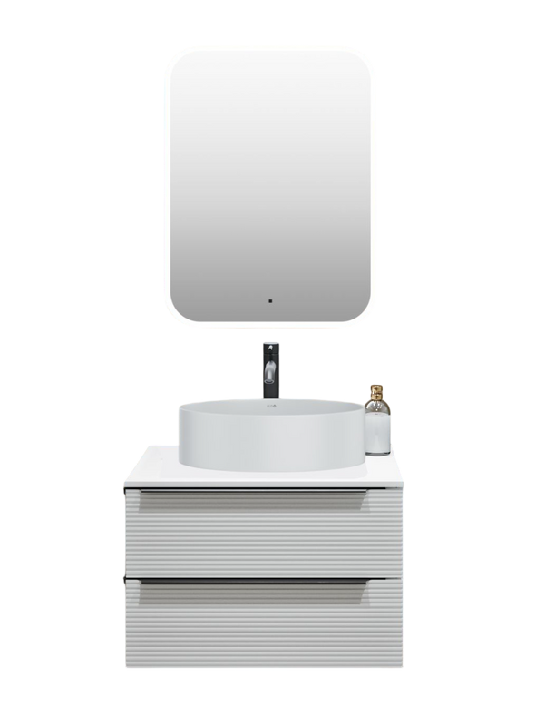 Мебель для ванной комнаты Runo Орлеан 60 подвесная, матовая белая, белый глянец