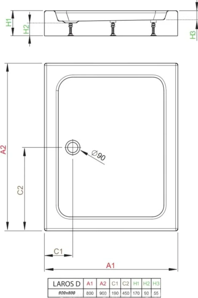 Поддон для душа Radaway Laros D 80x90