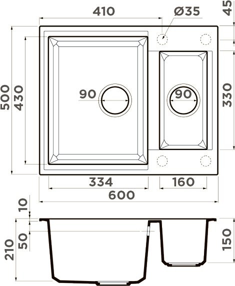 Комплект Мойка Omoikiri Sakaime 60-2-BL чёрная + Измельчитель Nagare 750