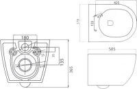 Комплект Унитаз подвесной Cezares Stylus + Крышка CZR-2316-SC с микролифтом + Инсталляция TECE Profil TECEprofil Uni 2.0 9300302 + Кнопка Now 9 240 402 хром матовый