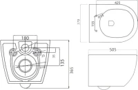 Комплект Унитаз подвесной Cezares Stylus + Крышка CZR-2316-SC с микролифтом + Инсталляция TECE Profil TECEprofil Uni 2.0 9300302 + Кнопка Now 9 240 402 хром матовый