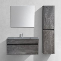 Мебель для ванной комнаты Vincea Chiara 100, камень, с серой раковиной