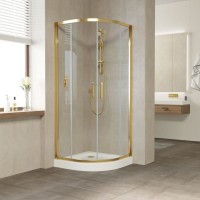 Душевой уголок Vegas Glass ZS Tur Novo 80 09 01 профиль золото, стекло прозрачное