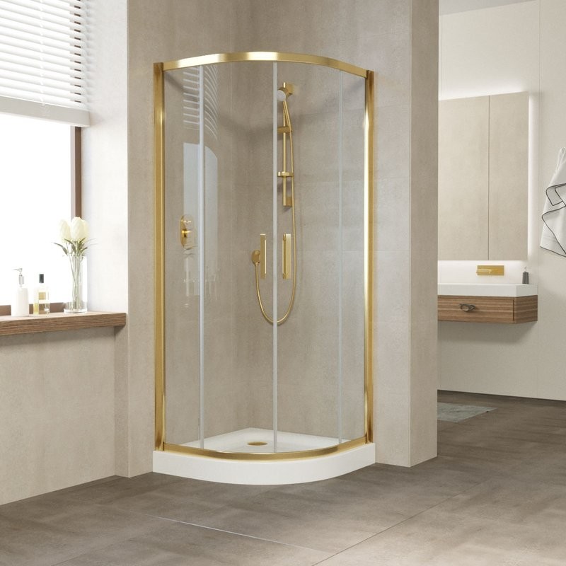 Душевой уголок Vegas Glass ZS Tur Novo 80 09 01 профиль золото, стекло прозрачное