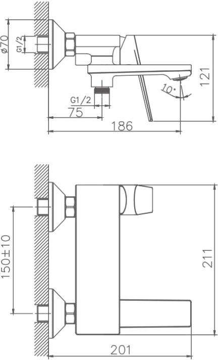 Смеситель для ванны с душем Haiba HB60533-3