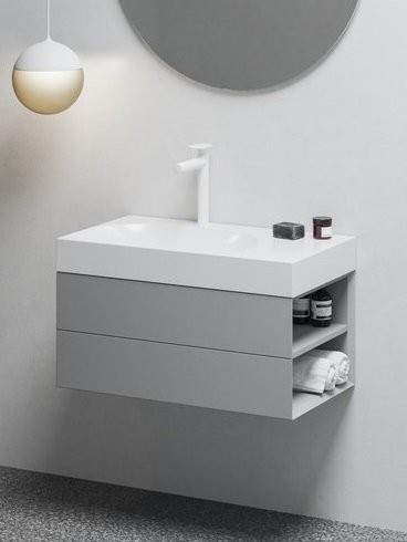 Тумба с раковиной Ravak Lite SD 80 R дымчато-серая