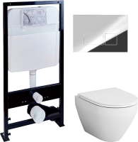 Комплект Унитаз подвесной AM.PM Spirit V2.0 с микролифтом + Инсталляция EWRIKA ProLT 0026-2020 + Кнопка 0041 хром