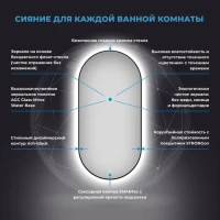 Зеркало Wellsee 7 Rays’ Spectrum 40х80 с подсветкой, черное матовое