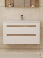 Тумба под раковину без столешницы SanStar Diva 100 подвесная матовая белая, дуб вотан