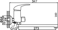 Смеситель с длинным изливом для ванны D-lin 430-8 D146430-8 хром