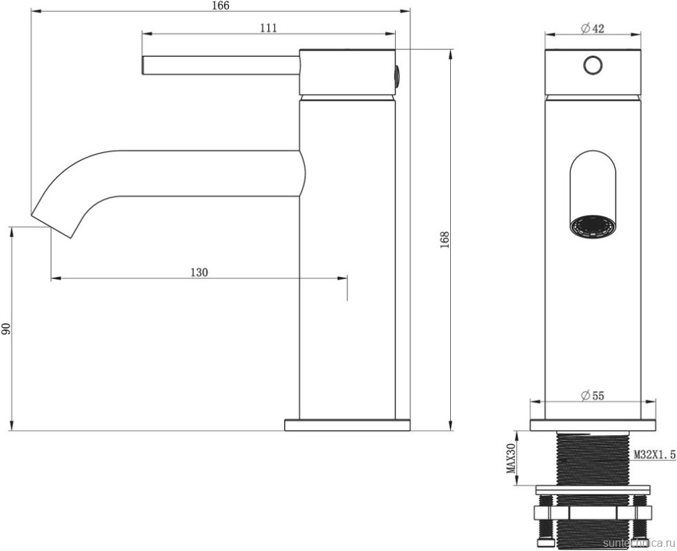 Смеситель для раковины Wonzon & Woghand Stick WW-88139017-BGM темный графит